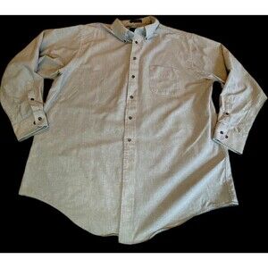 Croft Barrow Mens Button Down Shirt Size 18 Oxford 36 Gray with Black Specks